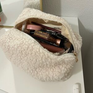 Fuzzy Sherpa makeup pouch